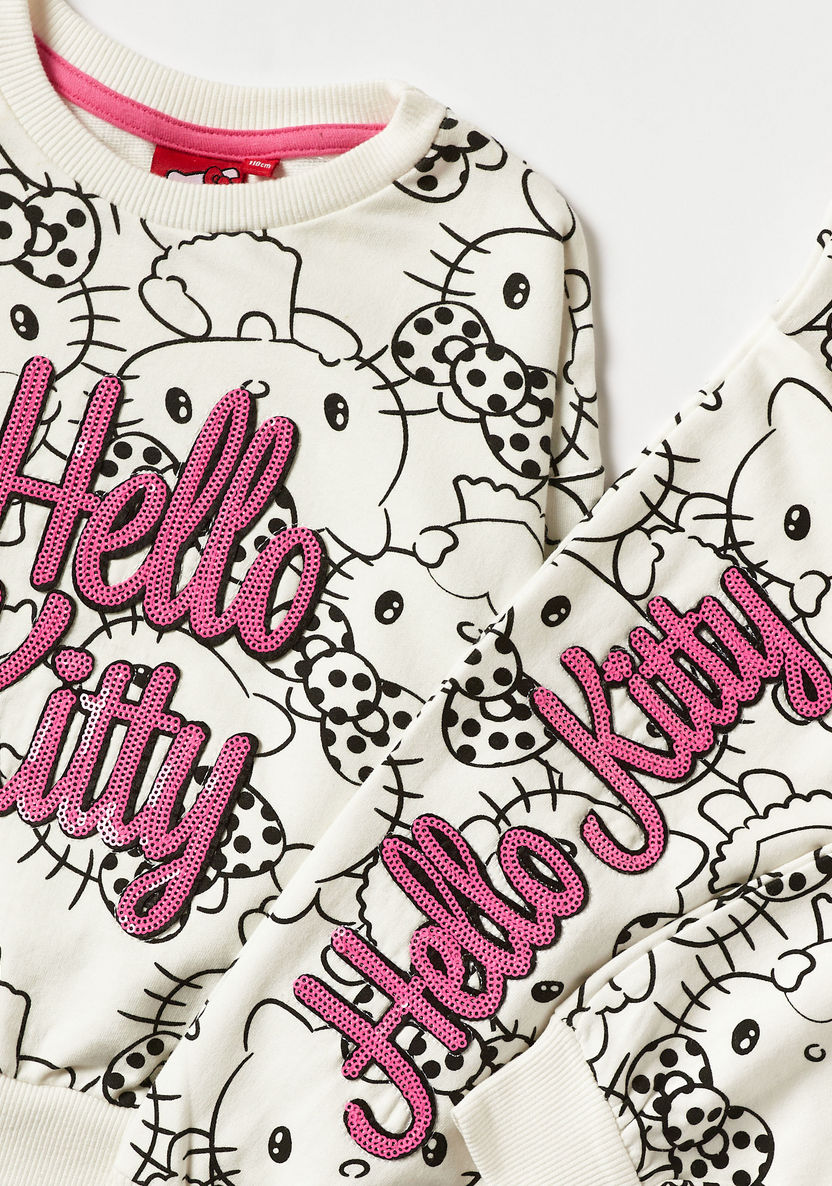 Sanrio Hello Kitty Print Sweatshirt and Jog Pants Set-Clothes Sets-image-3