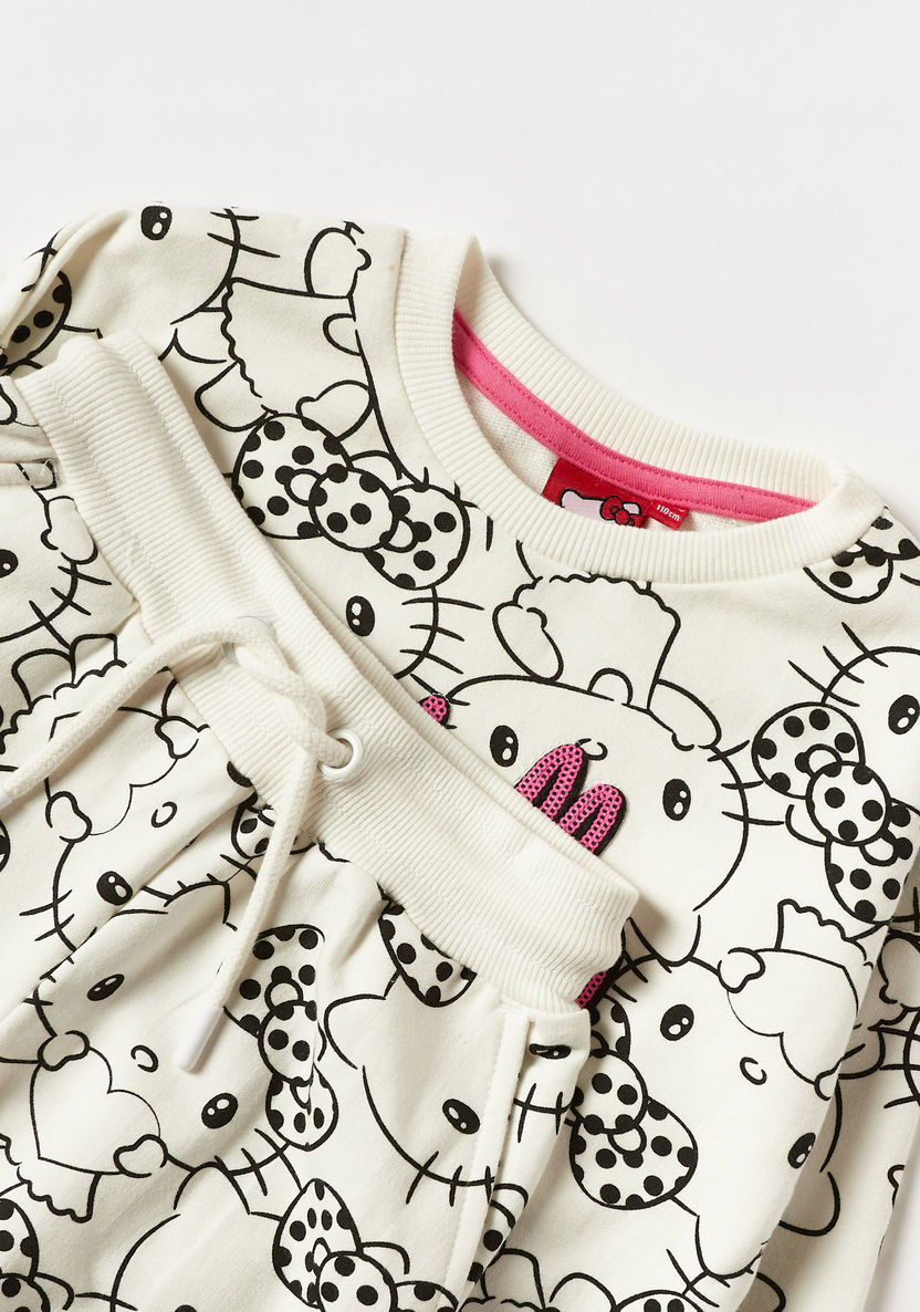 Sanrio Hello Kitty Print Sweatshirt and Jog Pants Set-Clothes Sets-image-4