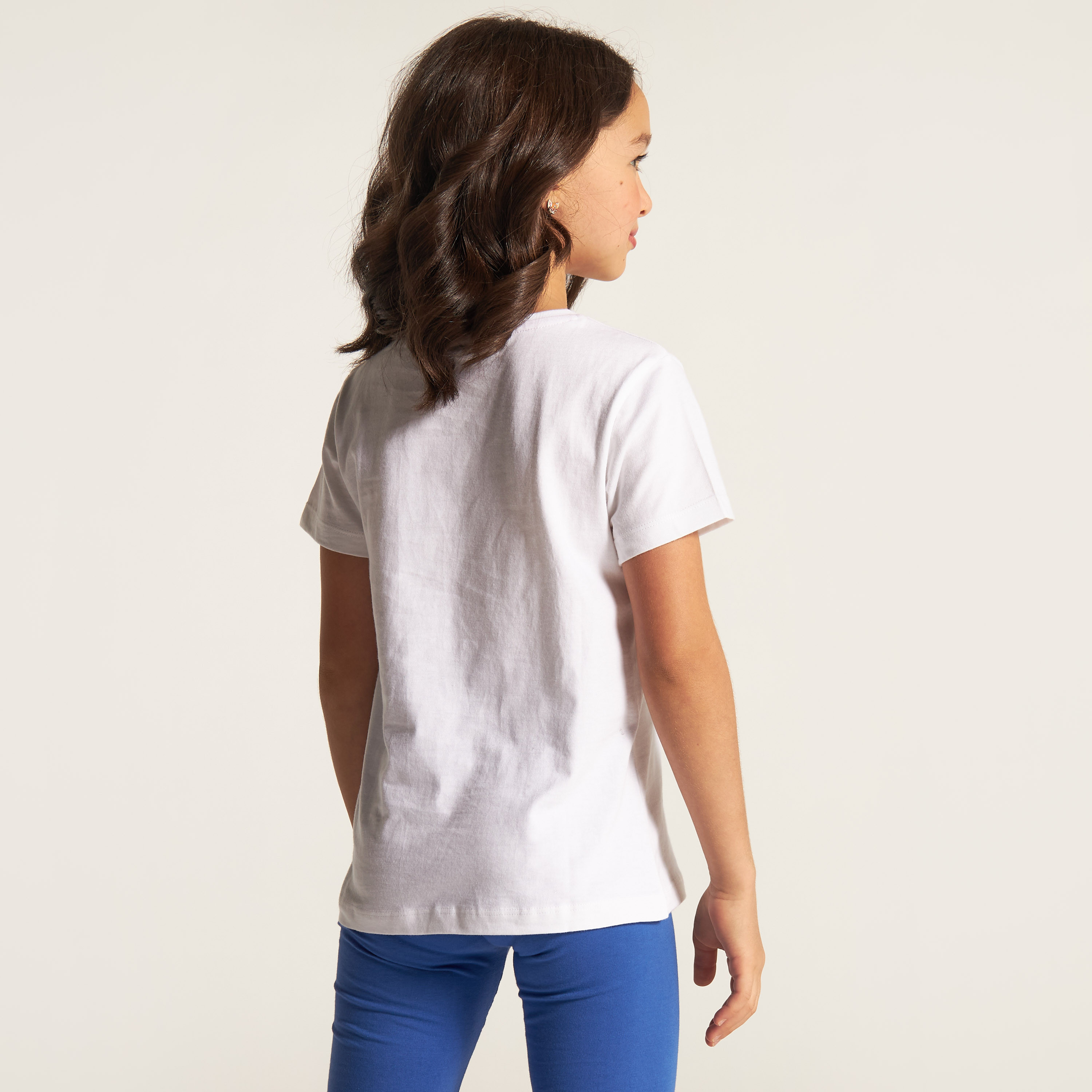 Disney Princess Print Crew Neck T-shirt with Short Sleeves-girls-clothing-schoolwear-tshirts-image-4