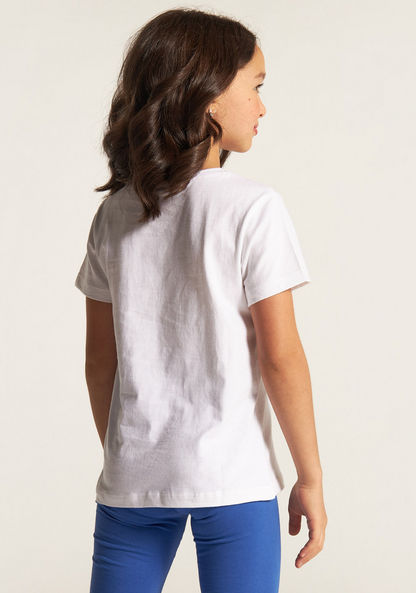 Disney Princess Print Crew Neck T-shirt with Short Sleeves-T Shirts-image-3