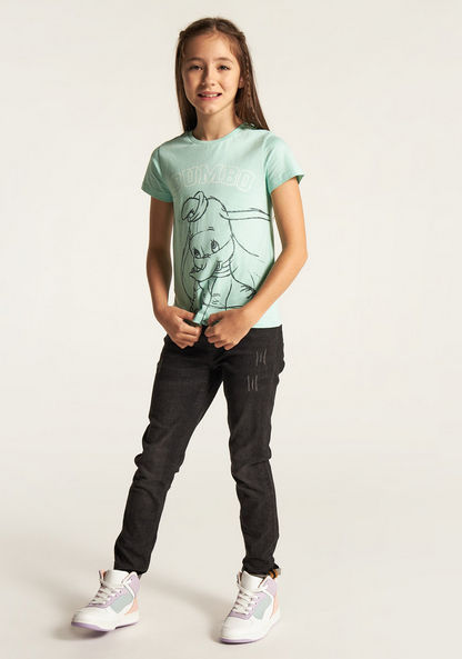 Dumbo Print T-shirt with Crew Neck and Short Sleeves-T Shirts-image-0