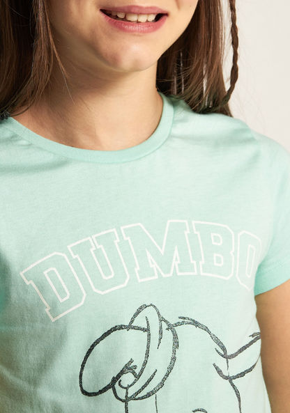 Dumbo Print T-shirt with Crew Neck and Short Sleeves