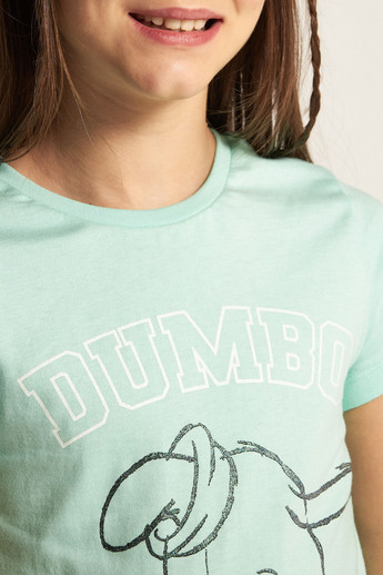 Dumbo Print T-shirt with Crew Neck and Short Sleeves