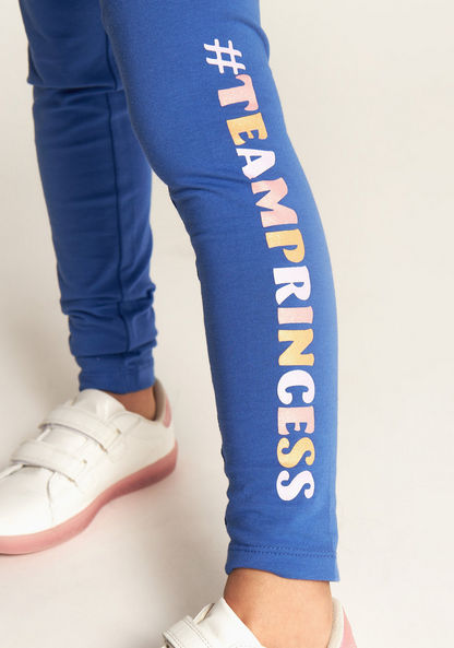 Princess Print Leggings with Elasticated Waistband-Leggings-image-2