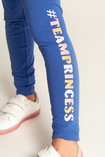 Princess Print Leggings with Elasticated Waistband
