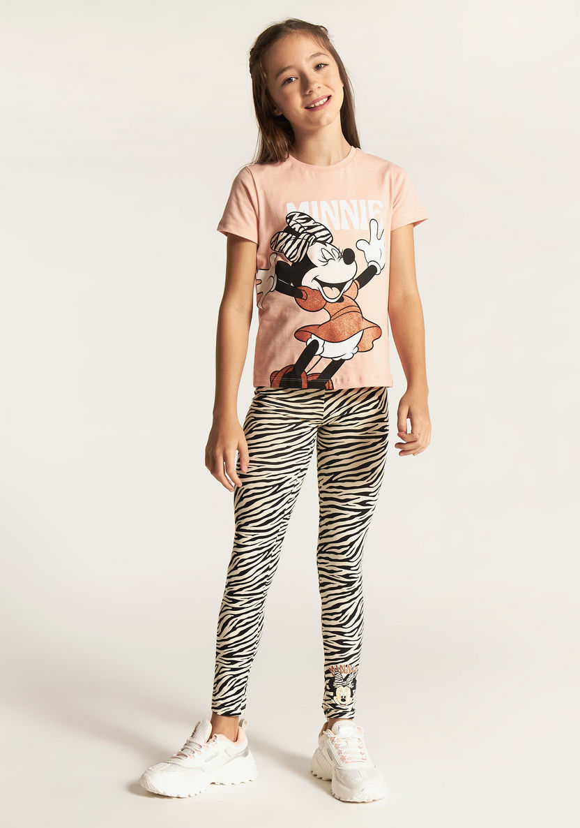 Minnie Mouse Print Leggings with Elasticated Waistband-Leggings-image-0