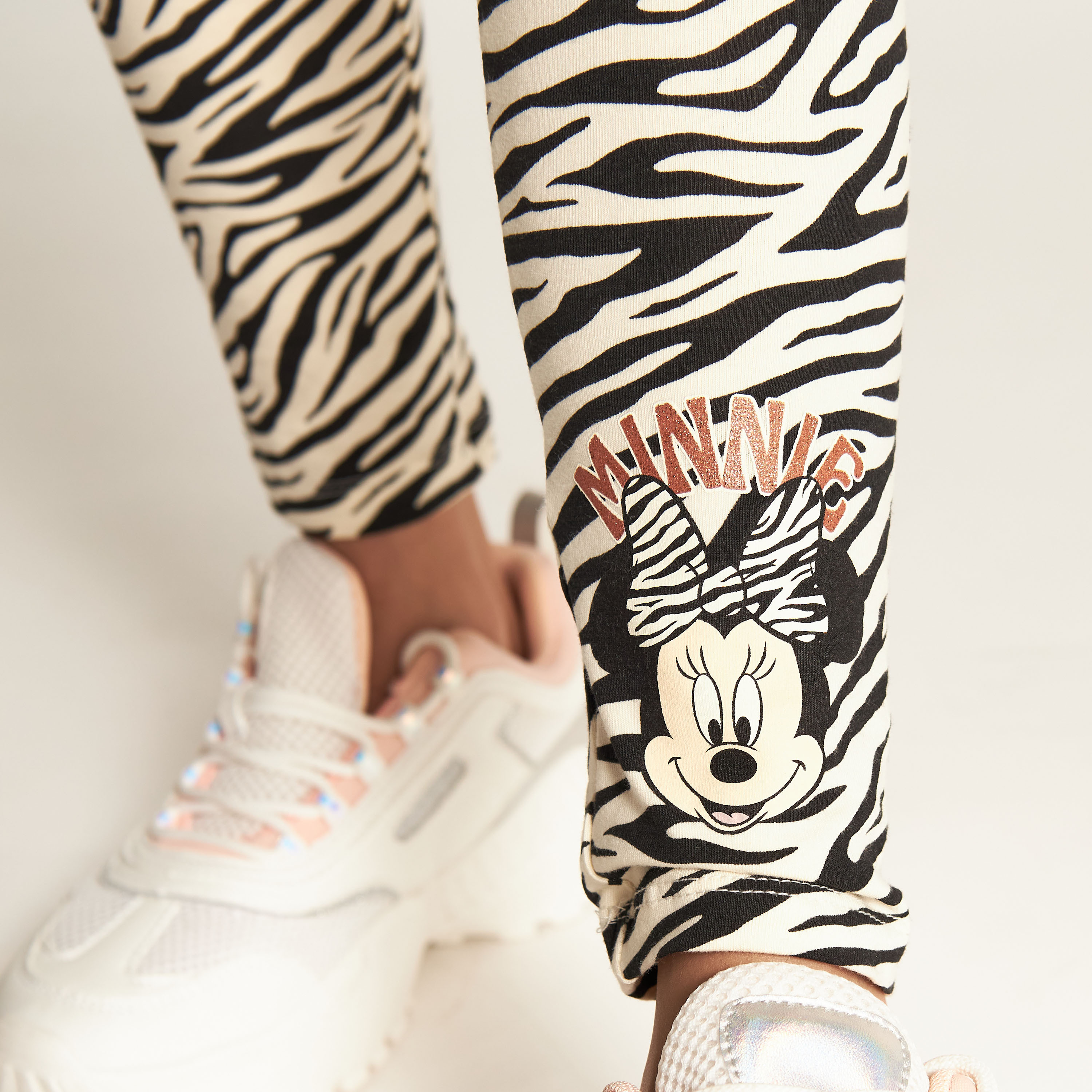 Minnie Mouse Print Leggings with Elasticated Waistband-girls-clothing-bottoms-leggings-image-3