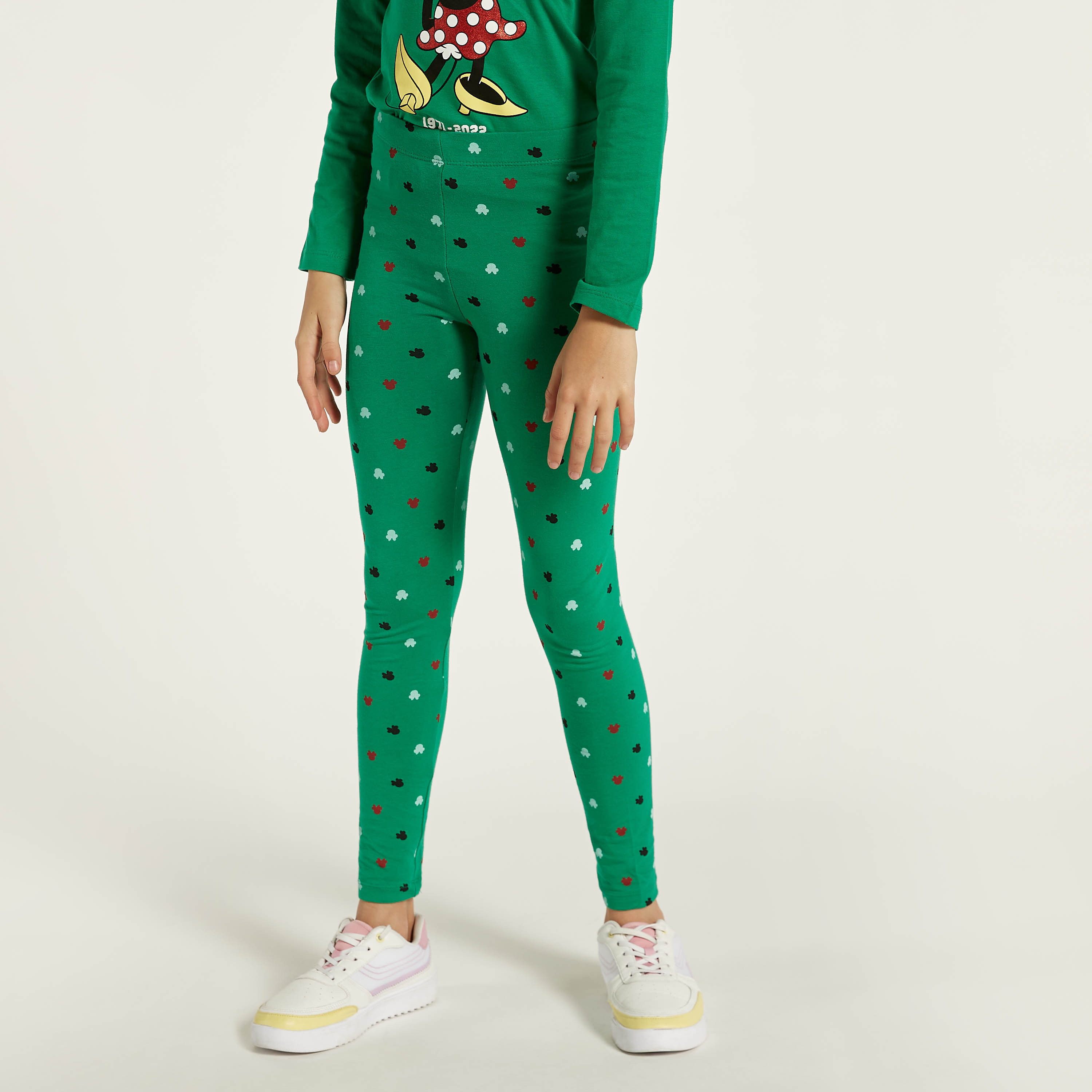 بنطلون ليقنز بخصر مطاطي وطبعات ميني ماوس من ديزني-girls-clothing-bottoms-leggings-image-2