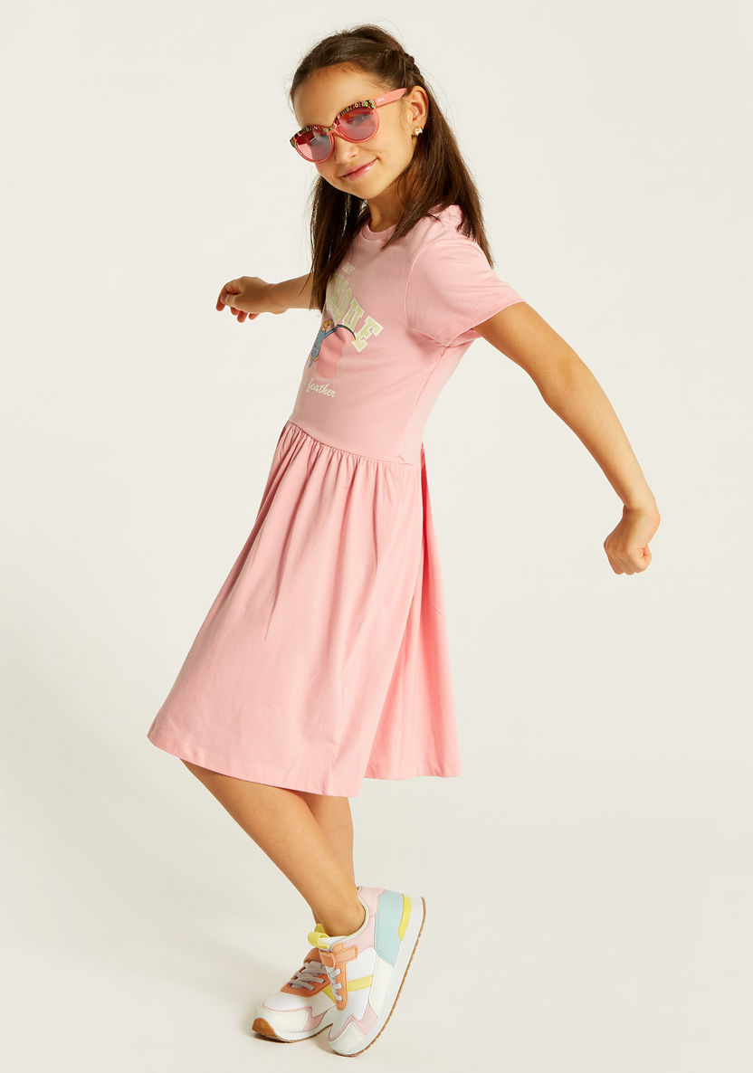 Disney Dumbo Print A-line Dress with Short Sleeves-Dresses, Gowns & Frocks-image-0