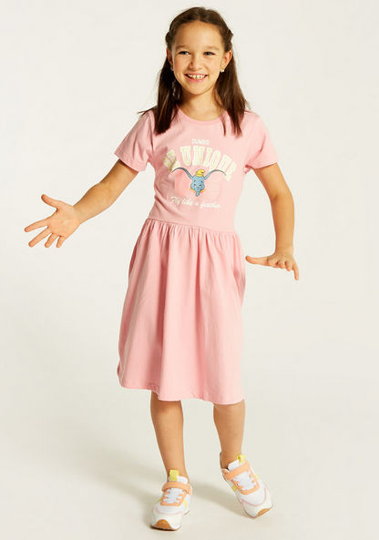 Disney Dumbo Print A-line Dress with Short Sleeves
