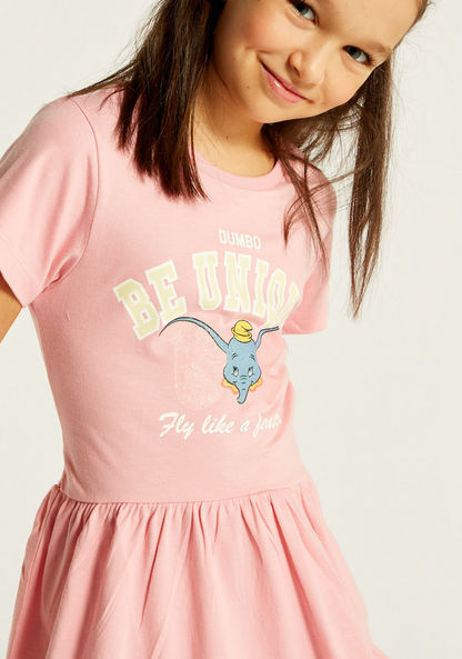 Disney Dumbo Print A-line Dress with Short Sleeves