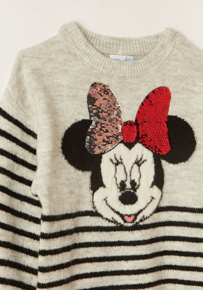 Minnie Mouse Textured Pullover with Crew Neck and Long Sleeves