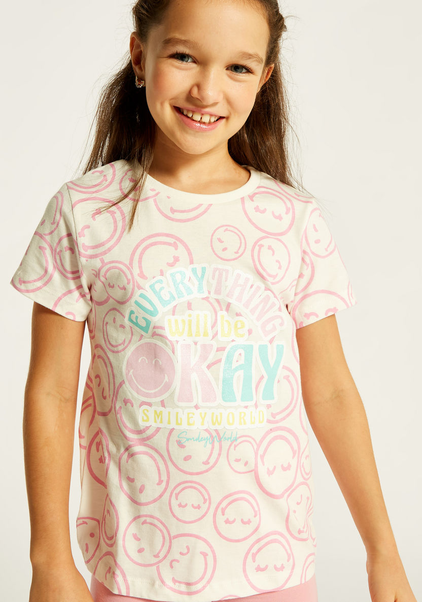 Smiley World All Over Print T-shirt with Crew Neck and Short Sleeves-T Shirts-image-2