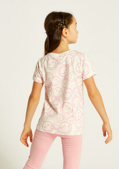 Smiley World All Over Print T-shirt with Crew Neck and Short Sleeves-T Shirts-image-3