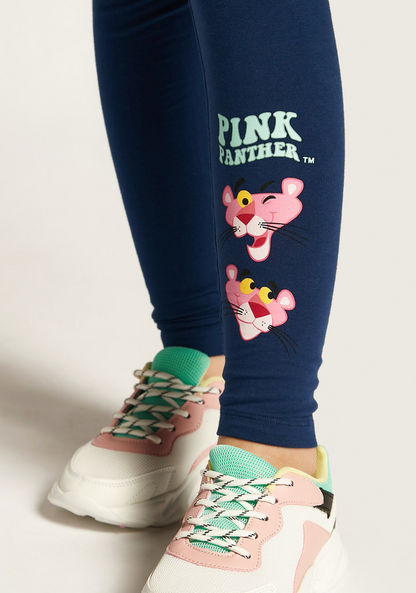 Pink Panther Print Leggings with Elasticated Waistband-Leggings-image-2