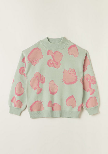 Sanrio Printed Long Sleeves Sweater with Ribbed Crew Neck-Sweaters and Cardigans-image-0