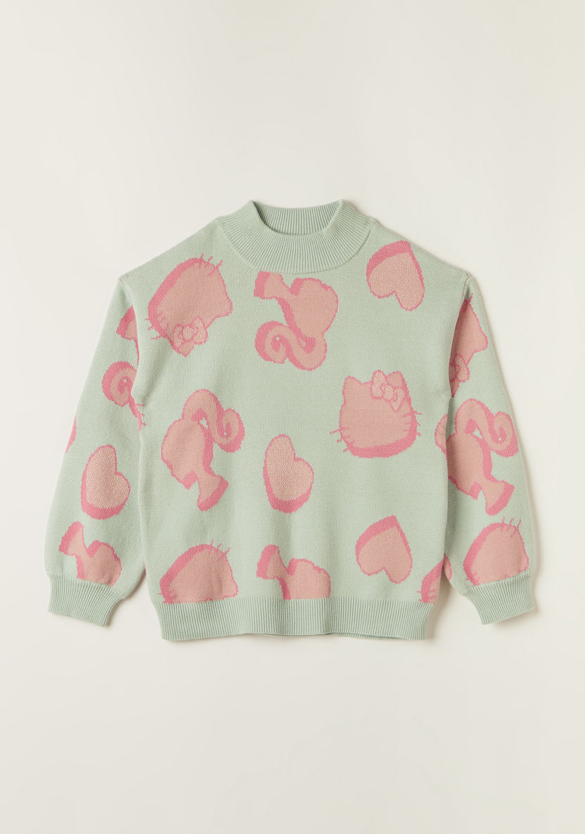 Sanrio Printed Long Sleeves Sweater with Ribbed Crew Neck-Sweaters and Cardigans-image-0