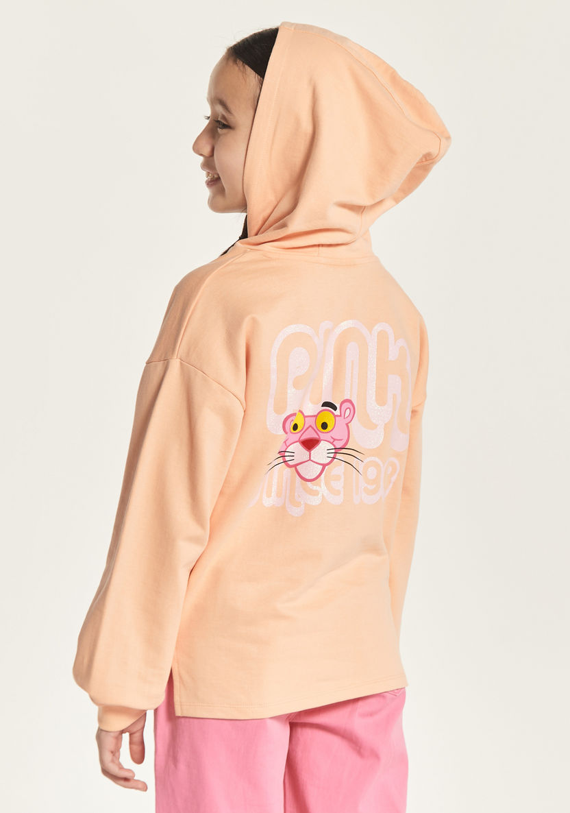 The Pink Panther Print Sweatshirt with Hood and Long Sleeves-Sweatshirts-image-3