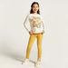 Tweety Print Crew Neck T-shirt with Long Sleeves-T Shirts-thumbnailMobile-0