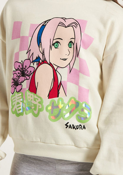 TV Tokyo Sakura Print Sweatshirt with Long Sleeves and Round Neck-Sweatshirts-image-2