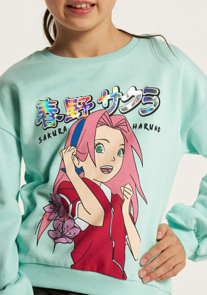 TV Tokyo Sakura Haruno Print Pullover with Long Sleeves-Sweatshirts-image-2