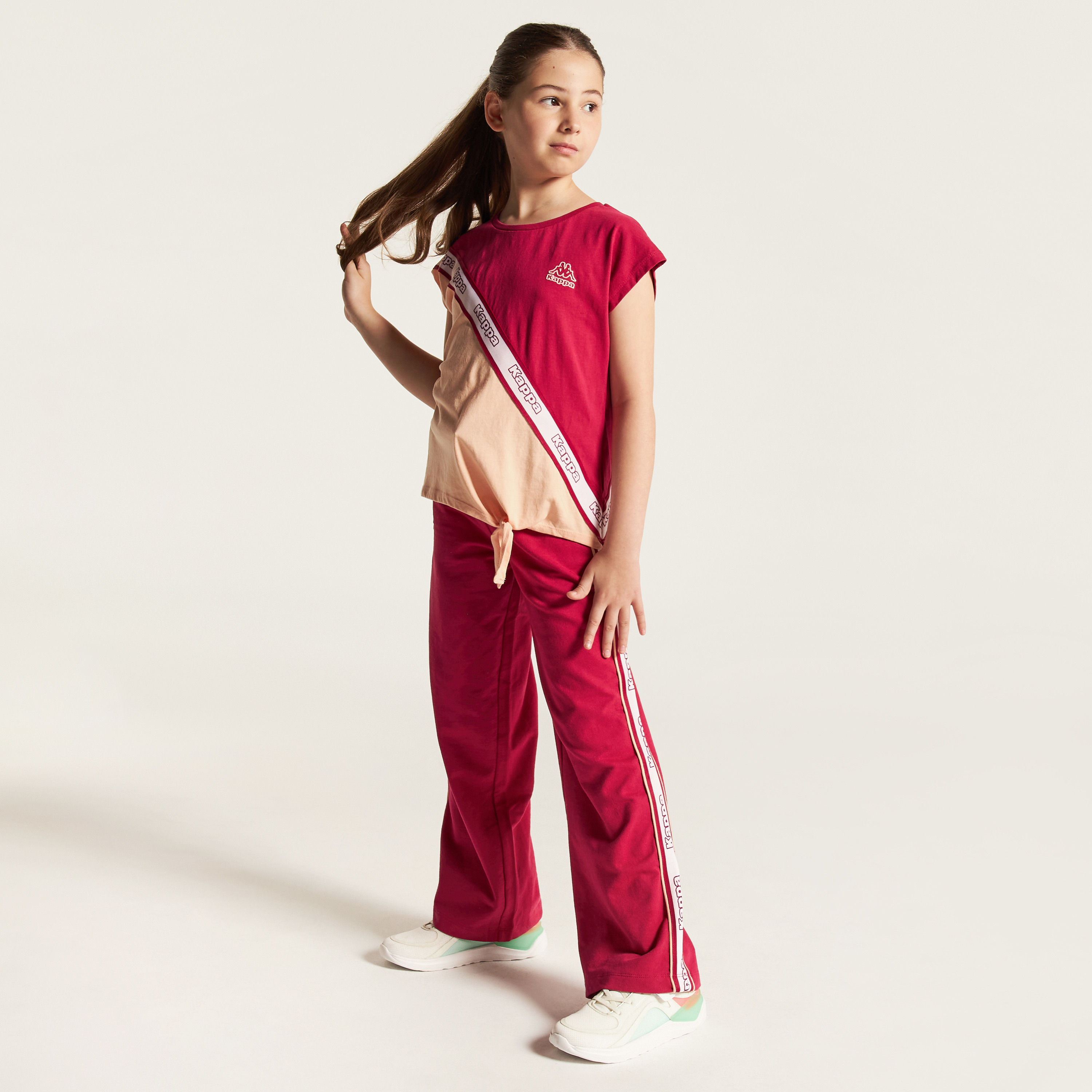 Kappa Colourblock T-shirt with Knot Detail-girls-clothing-tshirts-image-2