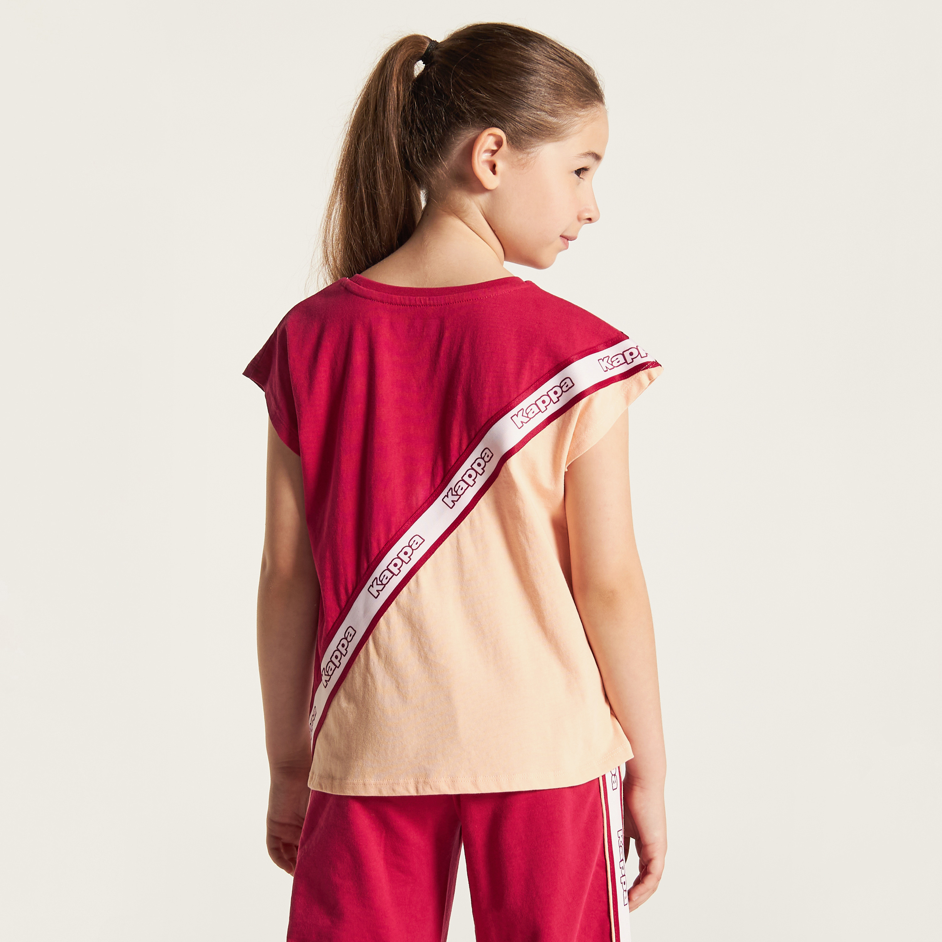 Kappa Colourblock T-shirt with Knot Detail-girls-clothing-tshirts-image-4