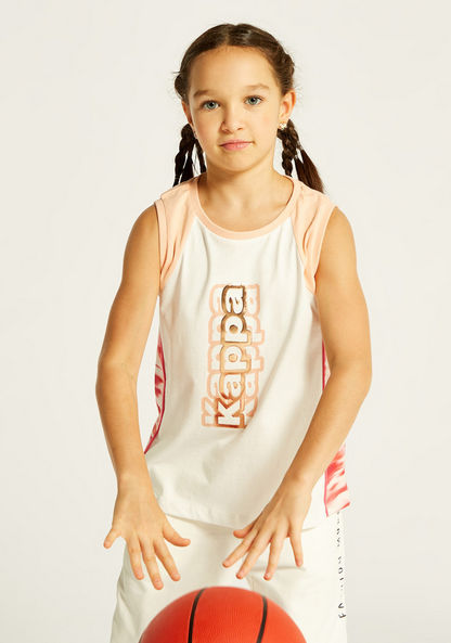 Kappa Printed Sleeveless T-shirt with Crew Neck-Tops-image-1