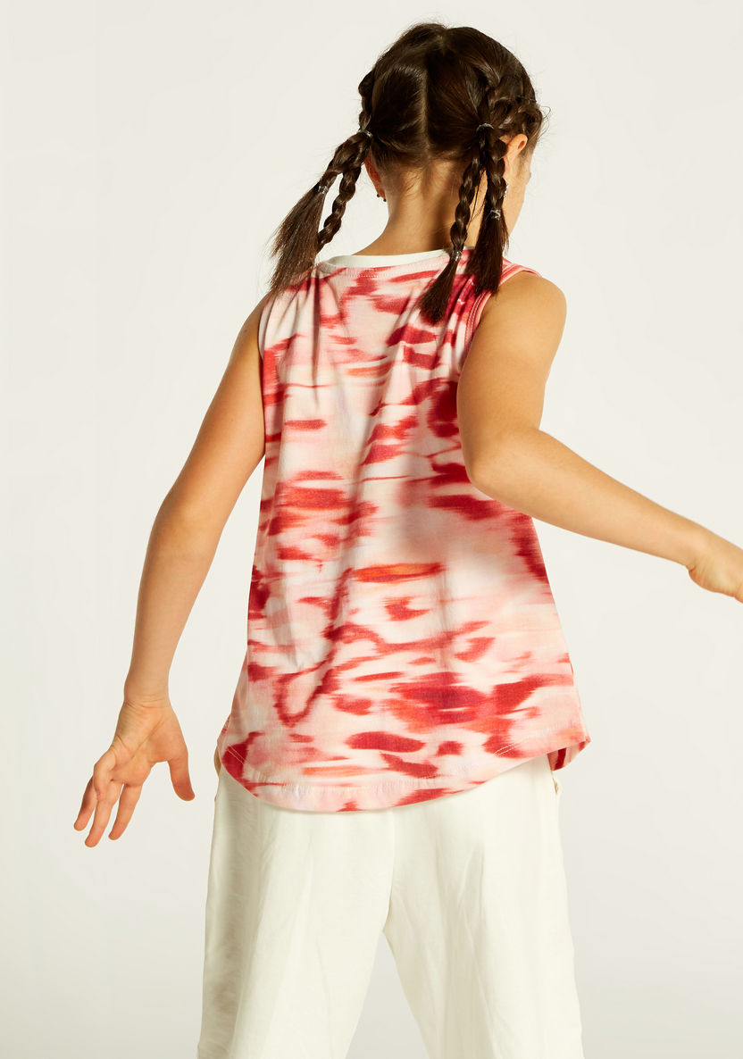 Kappa Printed Sleeveless T-shirt with Round Neck-Tops-image-3