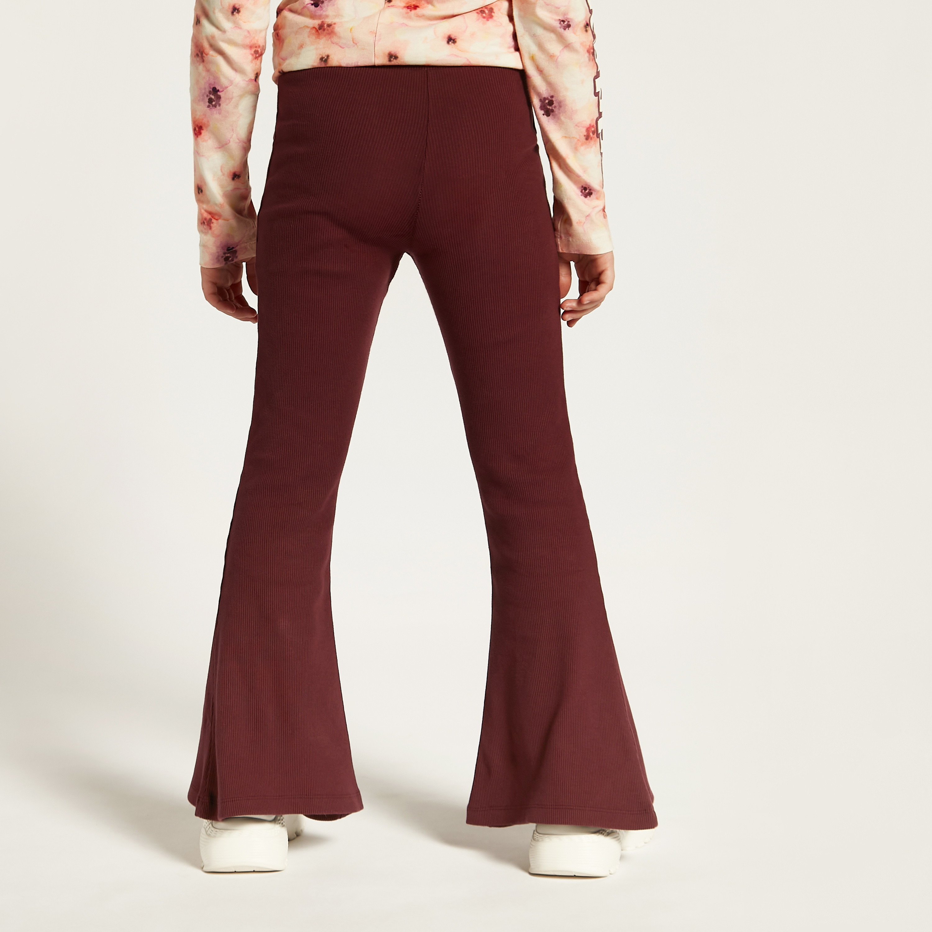 Kappa Logo Detail Flared Pants with Elasticised Waistband and Slits-girls-clothing-bottoms-trousers-image-4