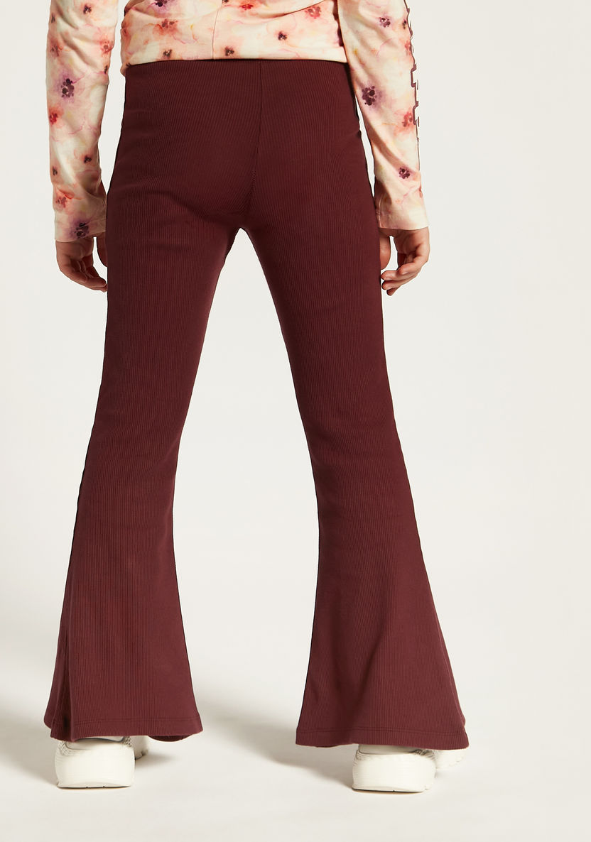 Kappa Logo Detail Flared Pants with Elasticised Waistband and Slits-Bottoms-image-3