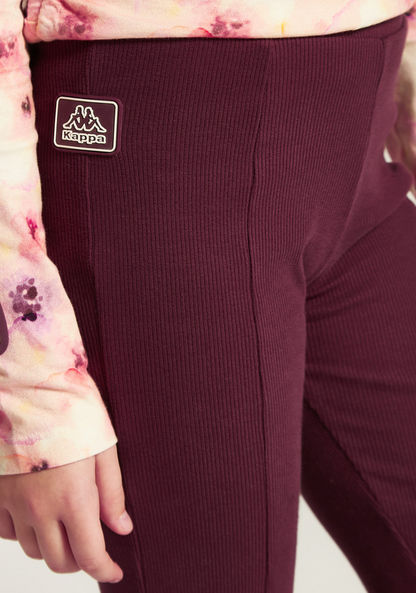Kappa Logo Detail Flared Pants with Elasticised Waistband and Slits