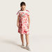 Kappa Embossed A-line Dress with Short Sleeves and Round Neck-Dresses-thumbnailMobile-1