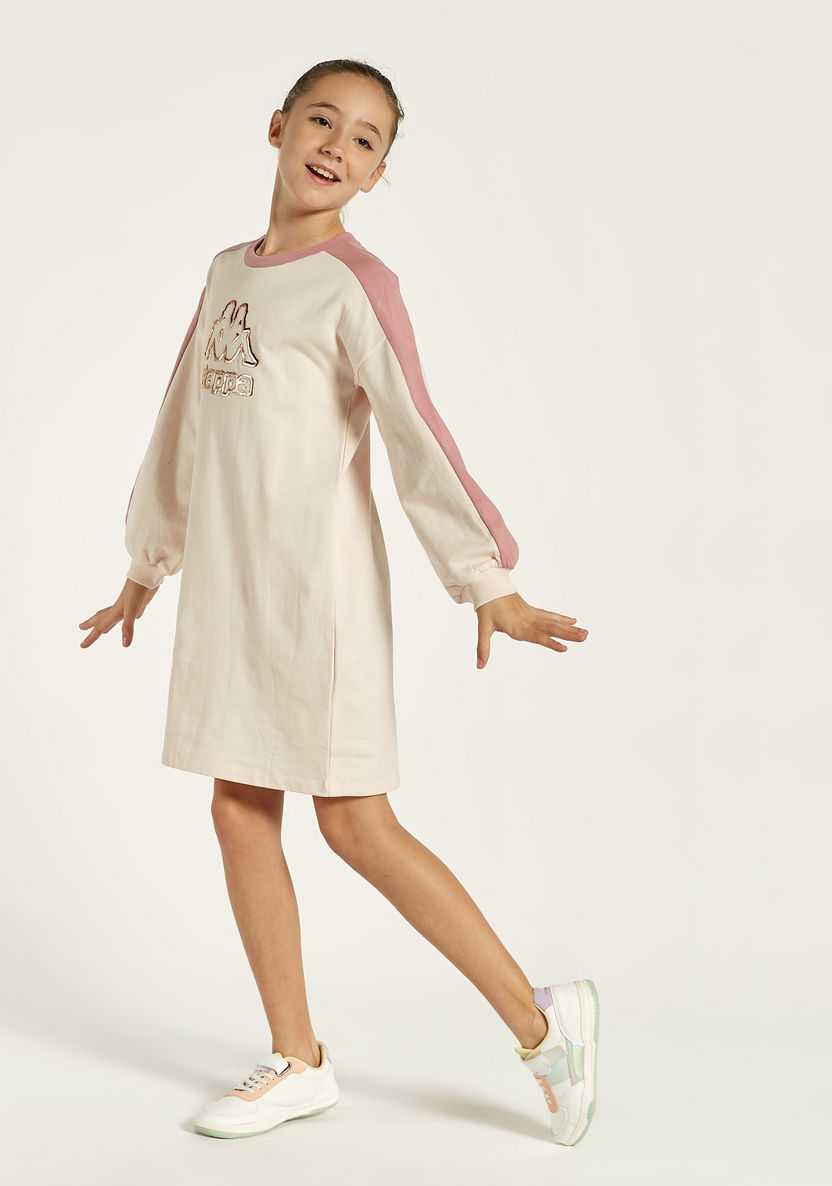 Kappa Logo Print Dress with Round Neck and Long Sleeves-Dresses, Gowns & Frocks-image-0