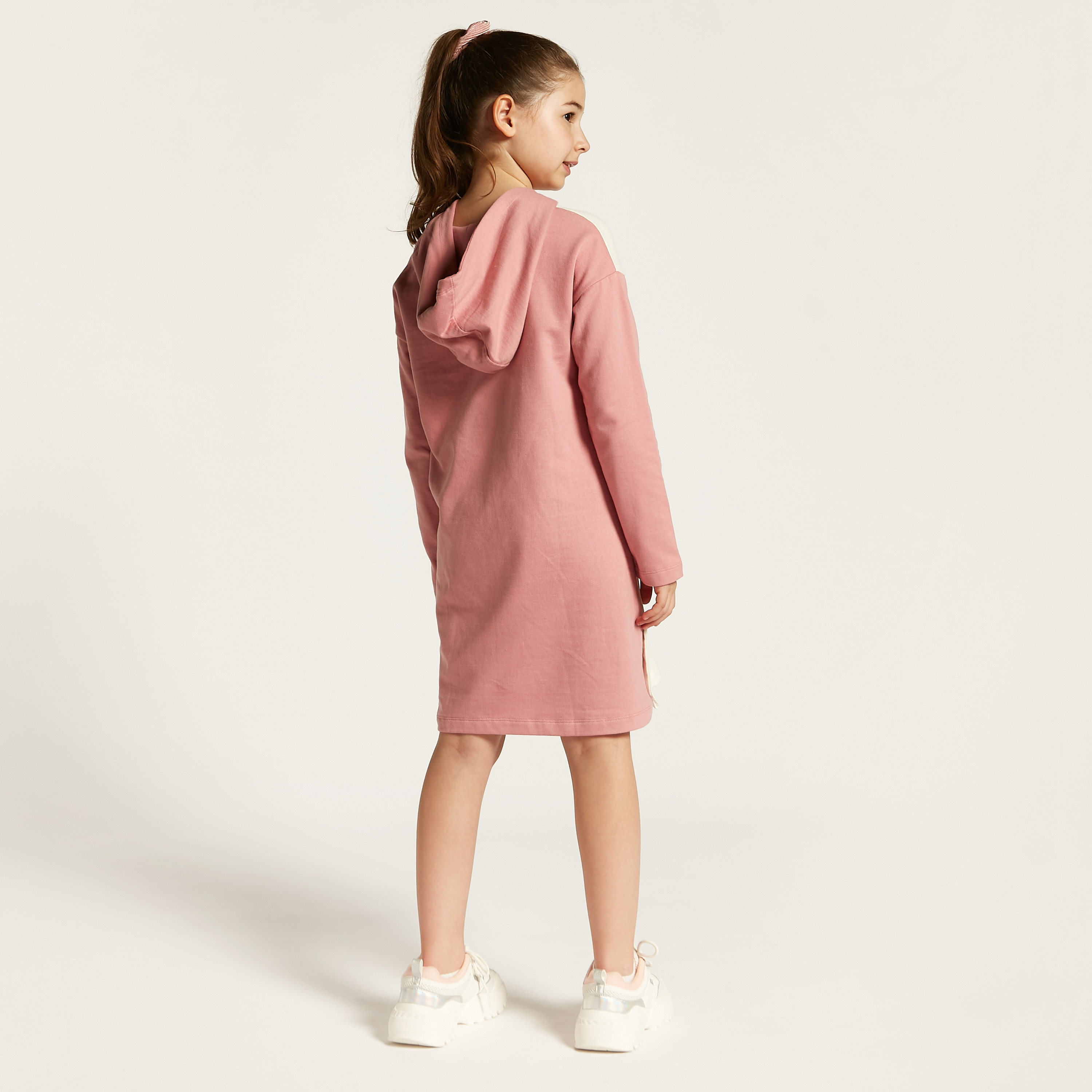 Kappa Logo Print Sweat Dress with Hood and Snap Buttons-girls-clothing-dressesandjumpsuits-image-5