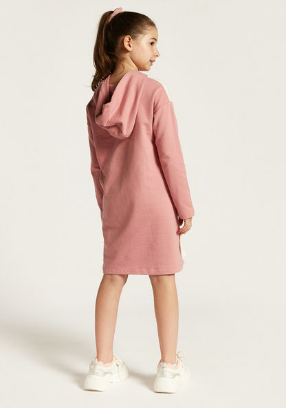 Kappa Logo Print Sweat Dress with Hood and Snap Buttons-Dresses%2C Gowns and Frocks-image-4