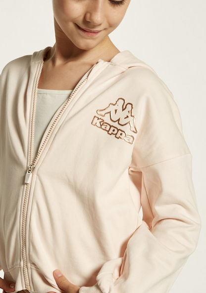 Kappa Logo Print Sweatshirt with Long Sleeves and Zip Closure