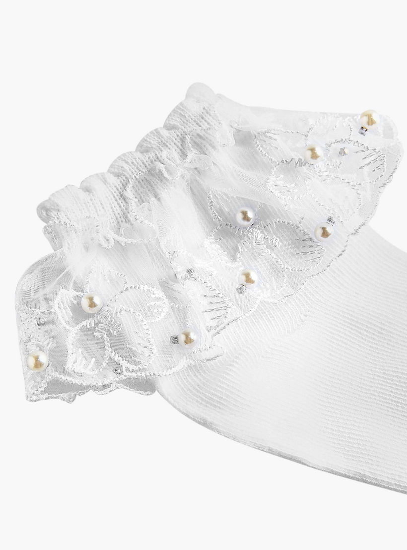 طقم جوارب 3 أزواج بتفاصيل كشكش مطرّزة للبنات من سيليست-girls-accessories-socks-image-3