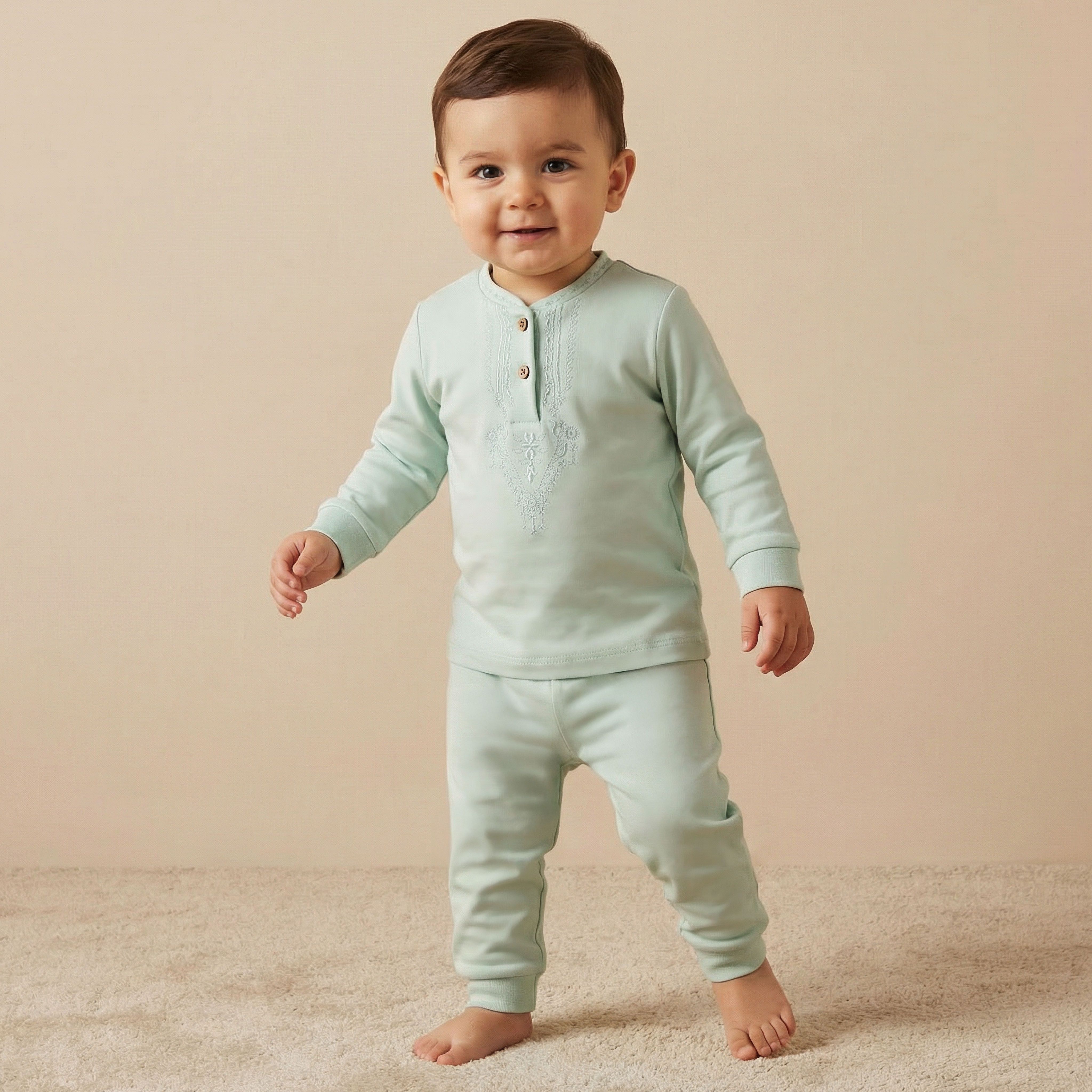 Giggles Cotton Henley Neck Long Sleeve Pyjama Set with Embroidery-baby-boys-clothing-nightwear-pyjamasets-image-1