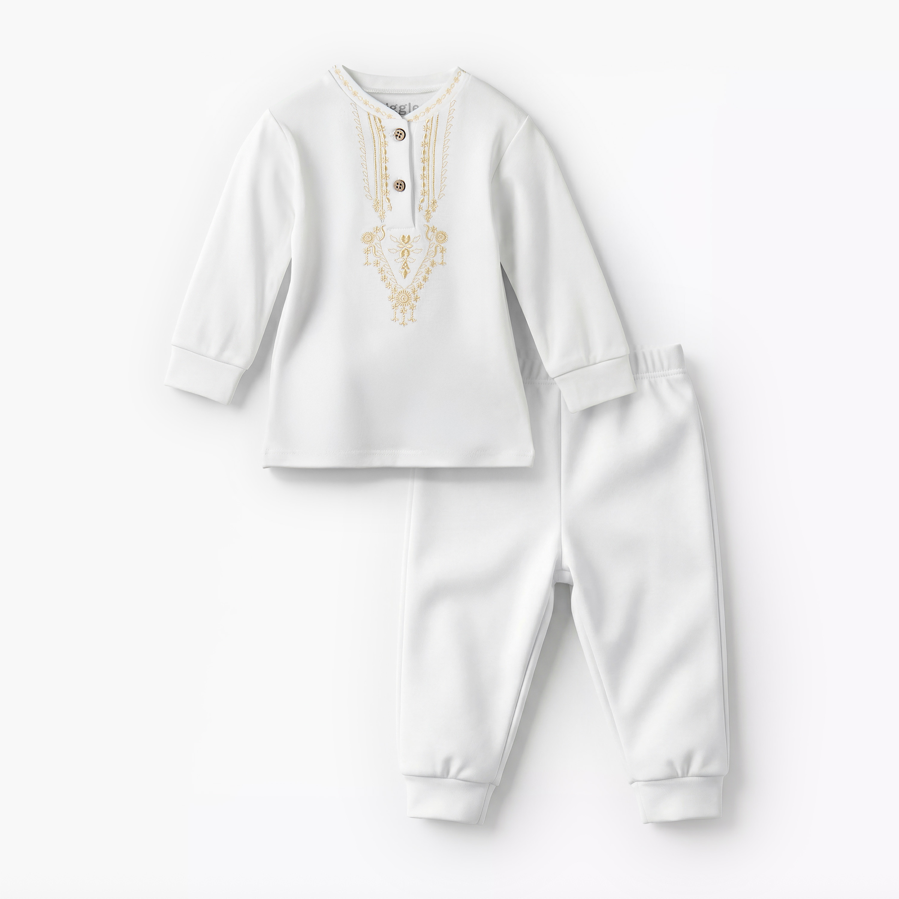 Giggles Cotton Henley Neck Long Sleeve Pyjama Set with Embroidery-baby-boys-clothing-nightwear-pyjamasets-image-2