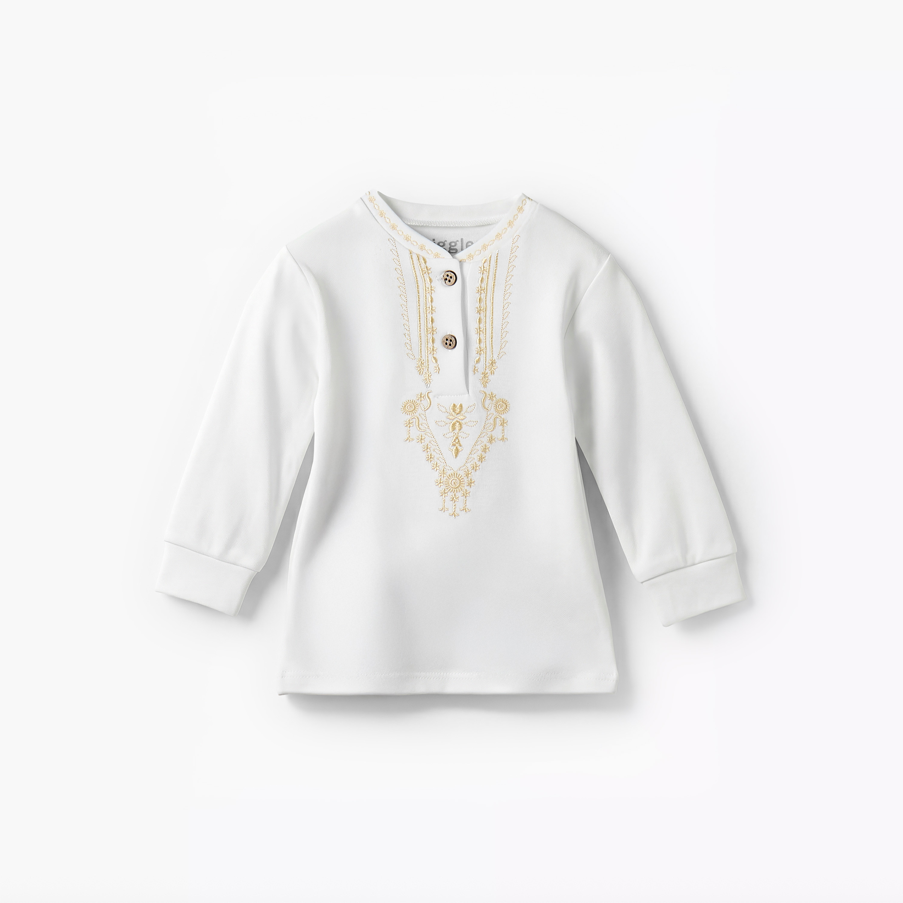 Giggles Cotton Henley Neck Long Sleeve Pyjama Set with Embroidery-baby-boys-clothing-nightwear-pyjamasets-image-3