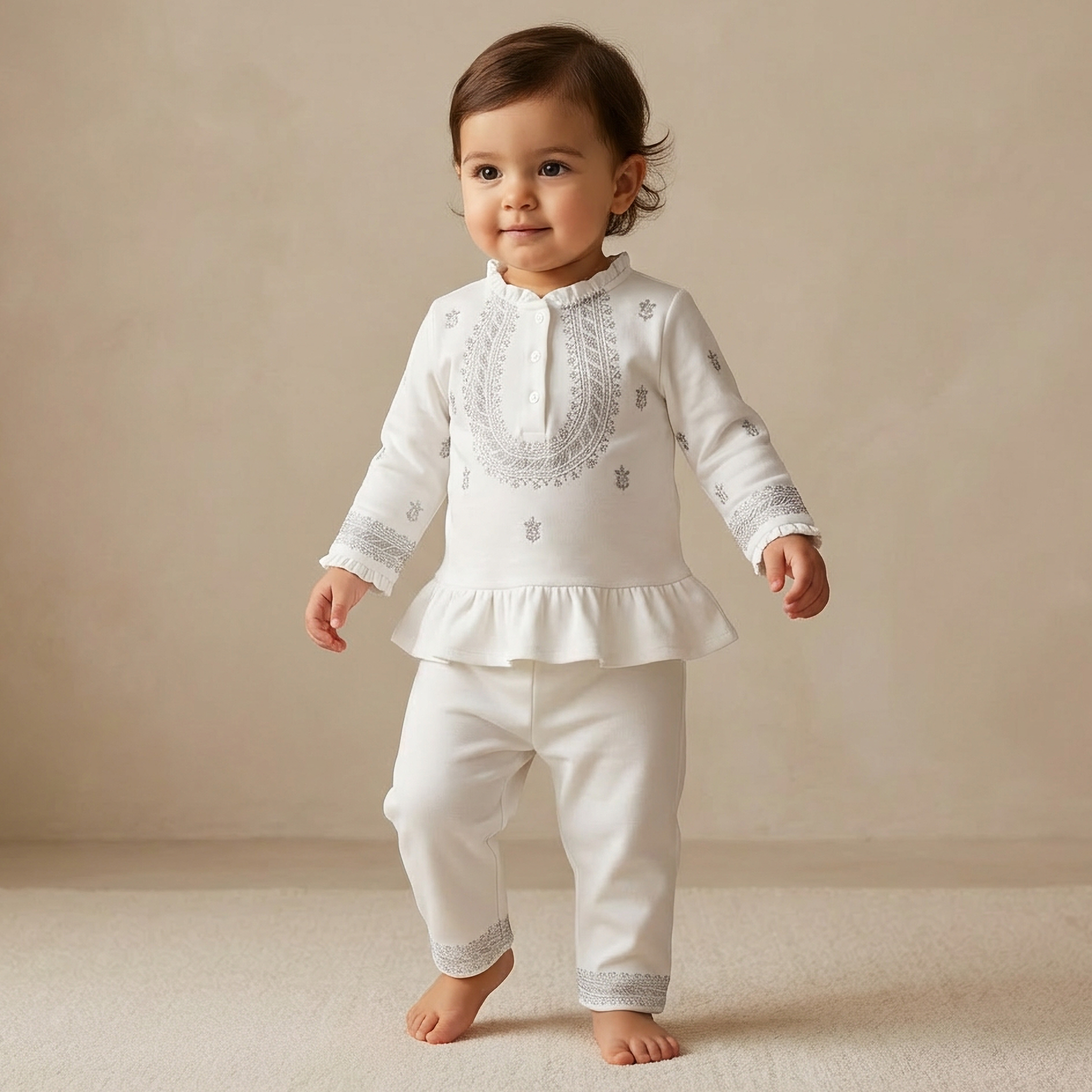 طقم بيجاما قطن بياقة هنلي وأكمام طويلة وتطريزات من جيجلز-baby-boys-clothing-nightwear-pyjamasets-image-1