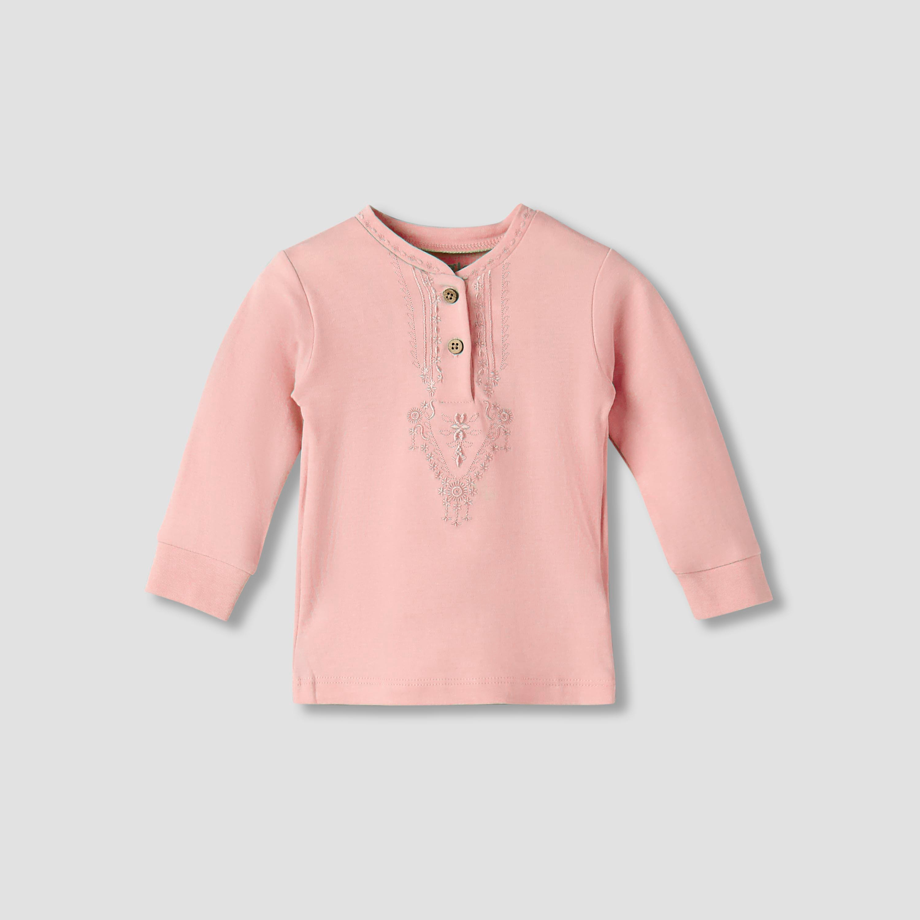 Giggles Cotton Mandarin Collar Long Sleeves Pyjama Set with Embroidery-baby-girls-clothing-nightwear-pyjamasets-image-4