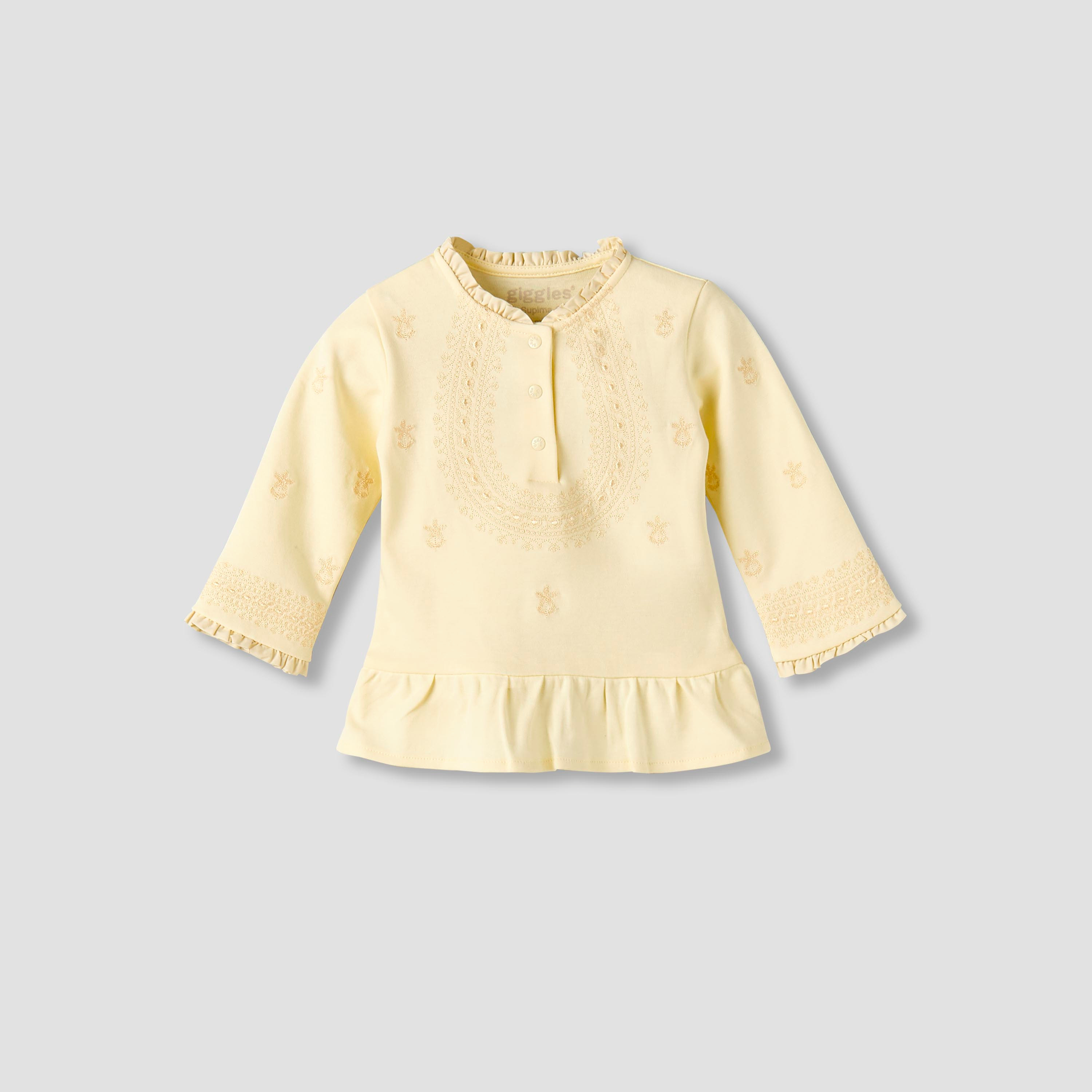 طقم بيجاما قطن بأكمام طويلة بياقة باي كراست مع تطريز من جيجلز-baby-girls-clothing-nightwear-pyjamasets-image-8