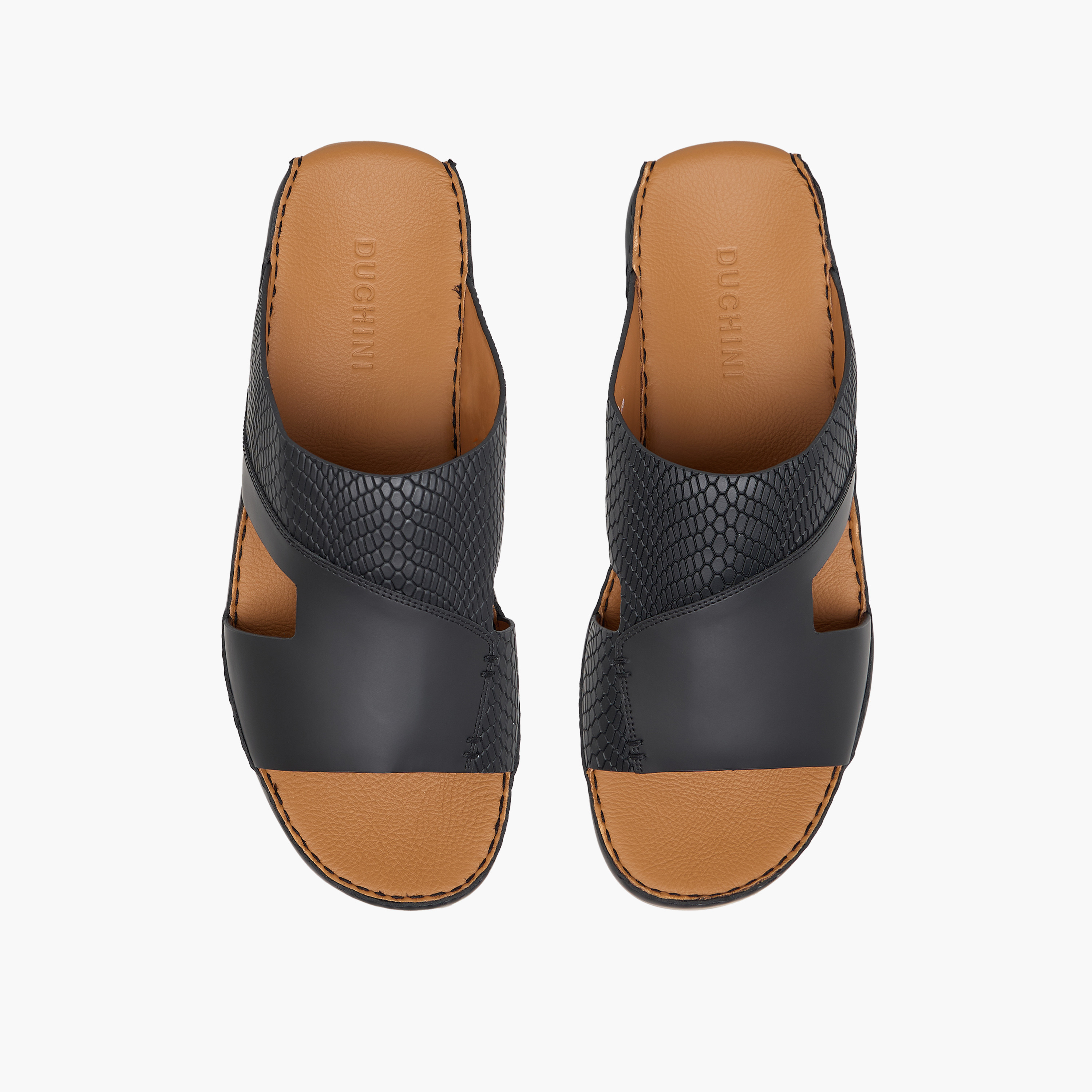 Duchini Men Textured Leather Arabic Sandals-men-shoes-sandals-image-1