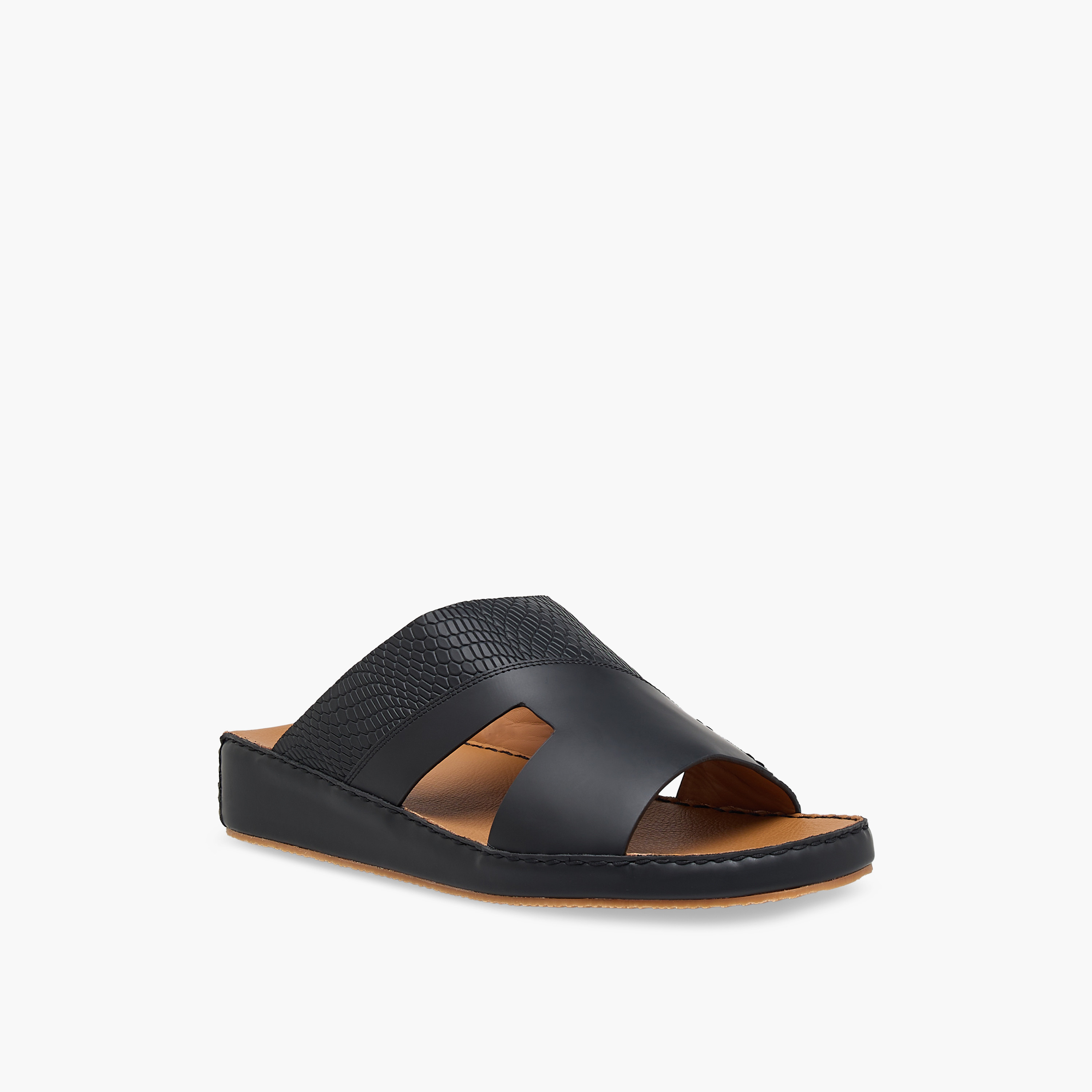 Duchini Men Textured Leather Arabic Sandals-men-shoes-sandals-image-2