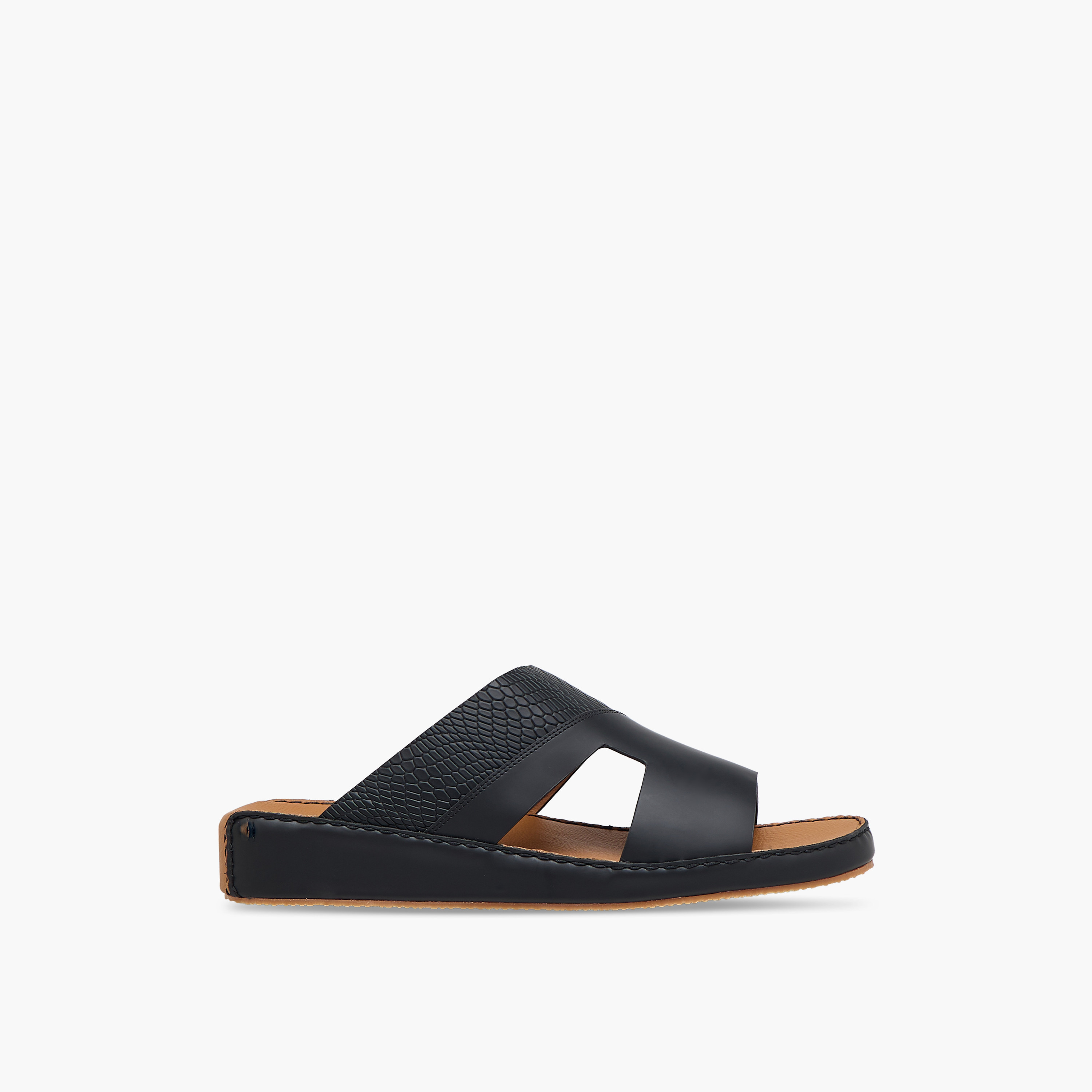 Duchini Men Textured Leather Arabic Sandals-men-shoes-sandals-image-3