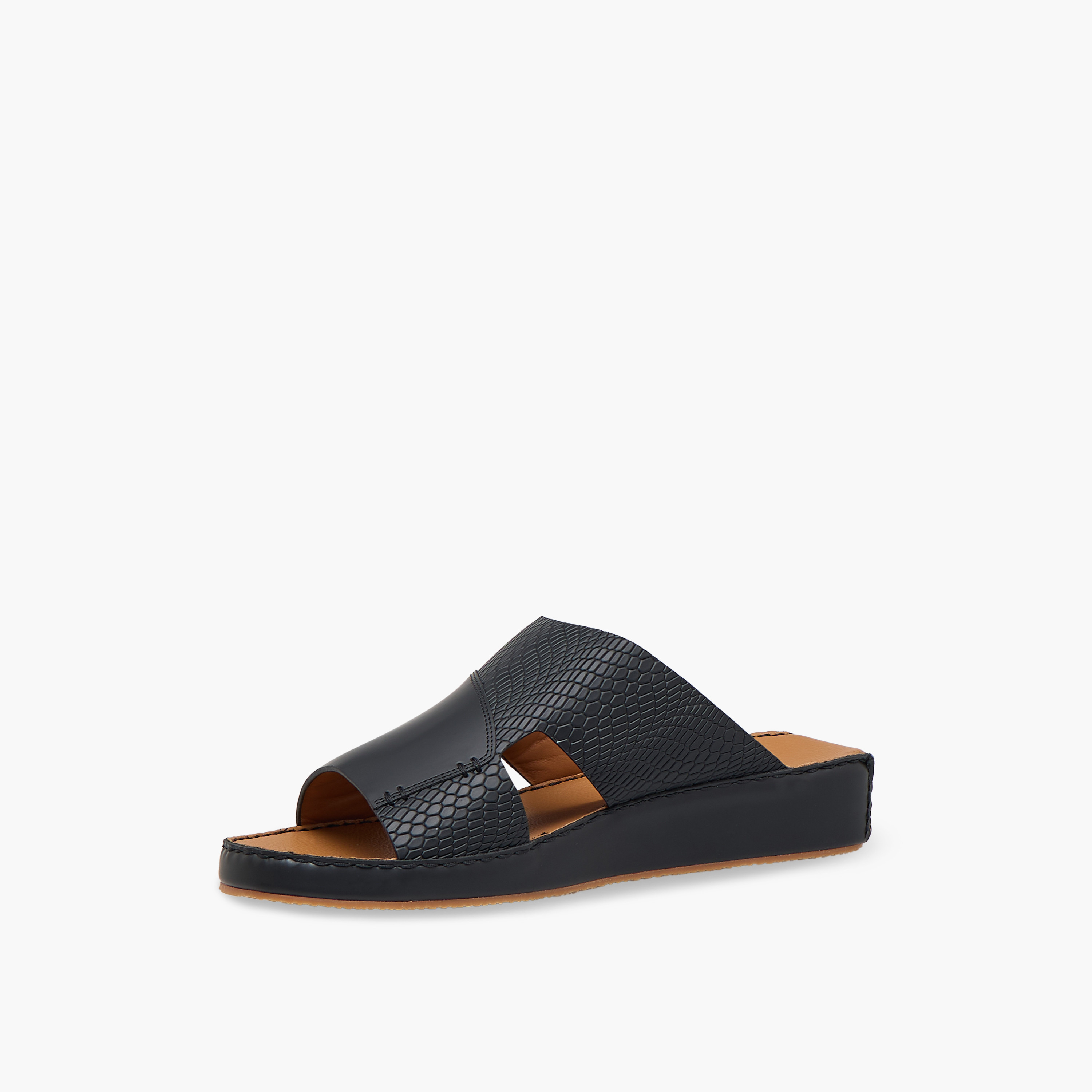 Duchini Men Textured Leather Arabic Sandals-men-shoes-sandals-image-4