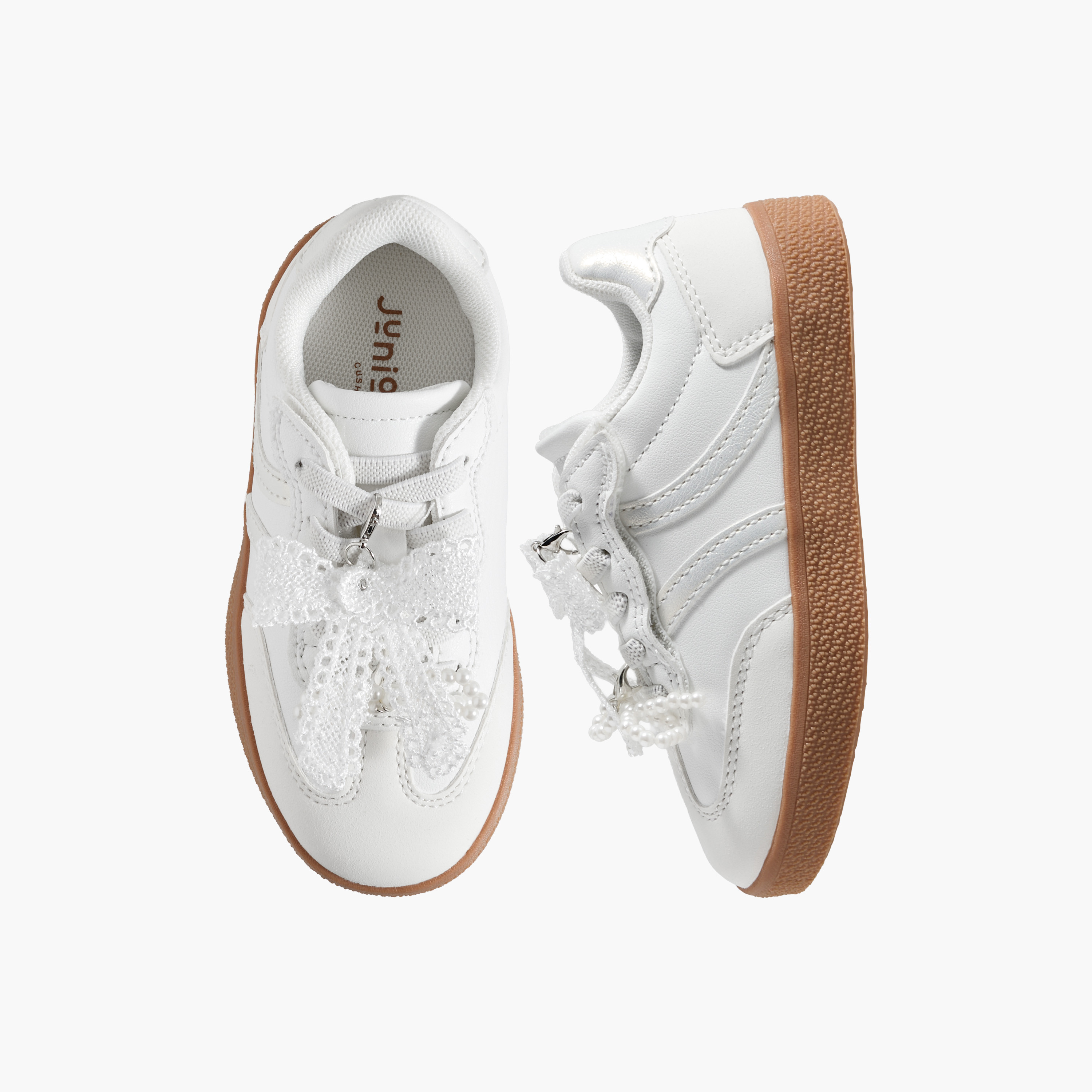 Juniors Girls Bow Embellished Lace-Up Sneakers-girls-shoes-sneakers-image-1