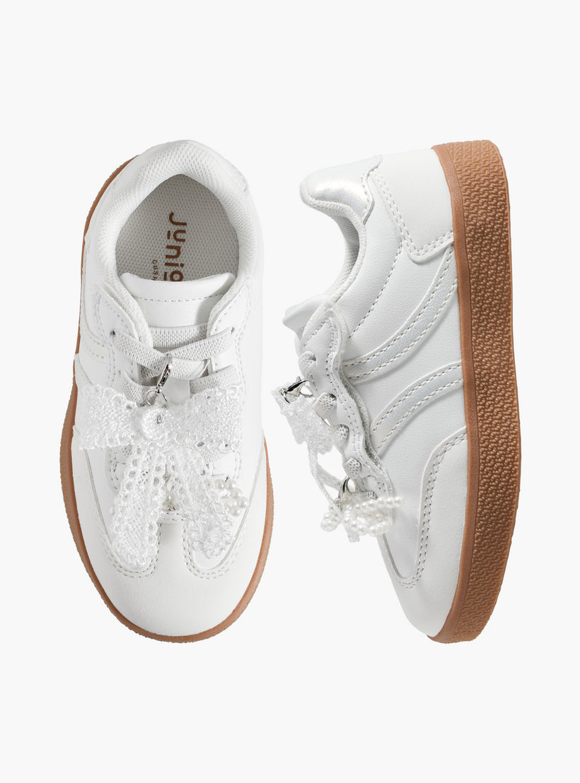 Juniors Girls Bow Embellished Lace-Up Sneakers-girls-shoes-sneakers-image-1